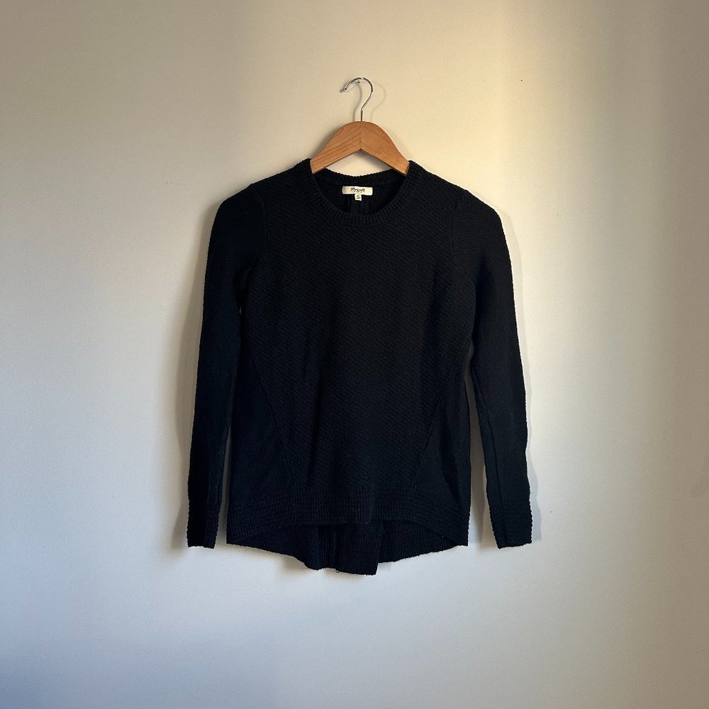 Madewell Women's Wool Blend Pullover Sweater Black Scoop Neck, Size XS